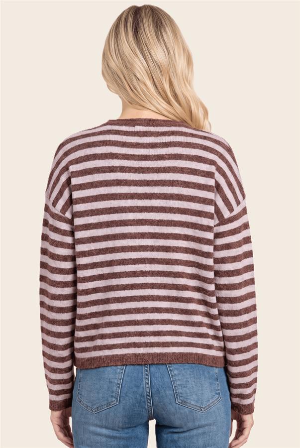 Mauve Striped Cardigan