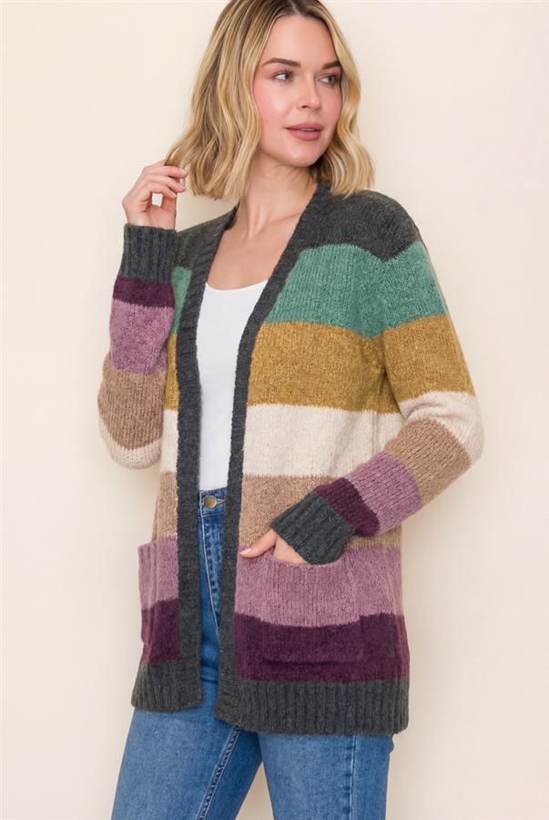 Multi Color Block Cardigan