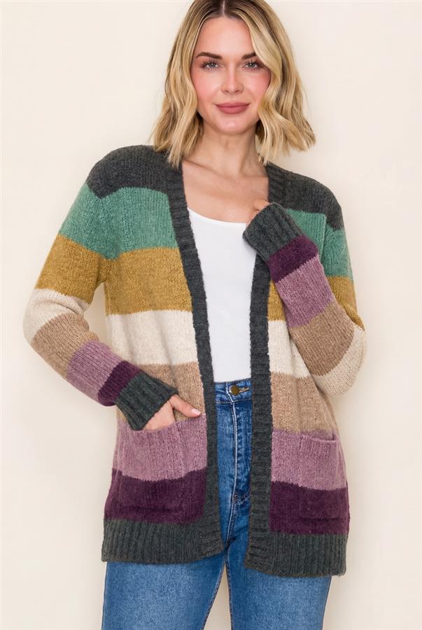 Multi Color Block Cardigan