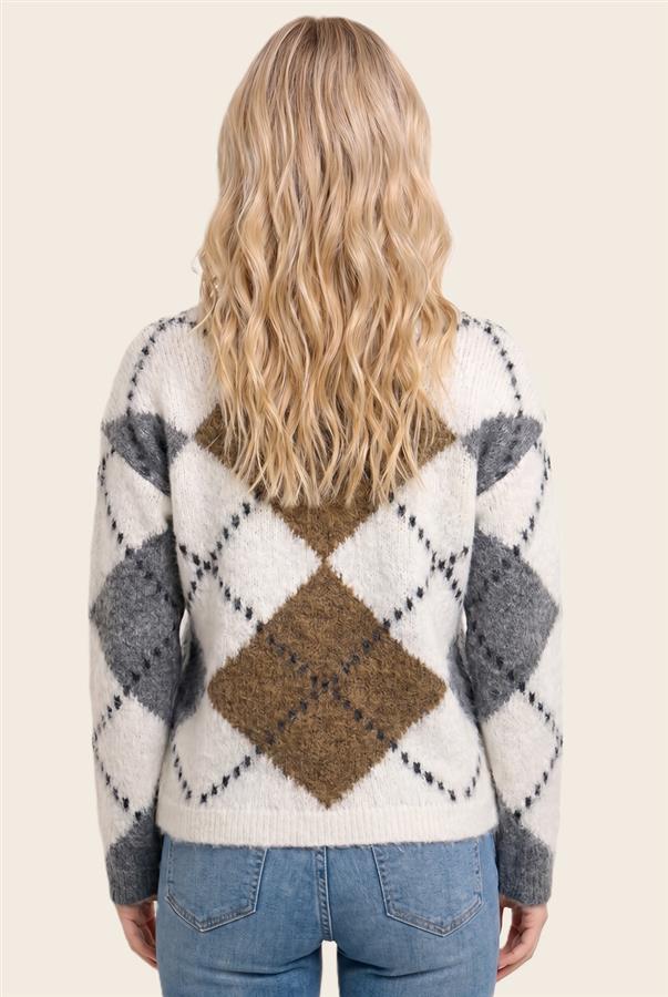 Argyle Chunky Cardigan