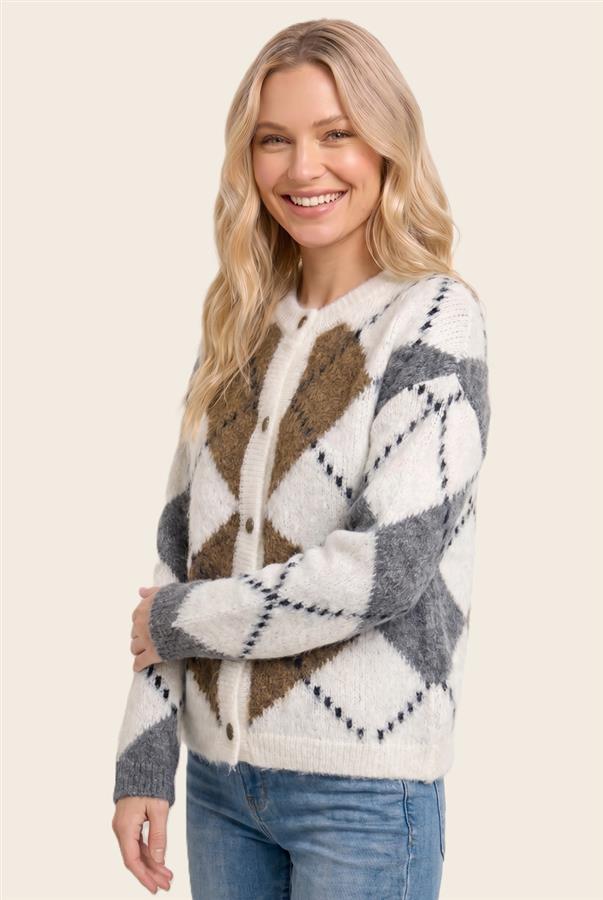 Argyle Chunky Cardigan