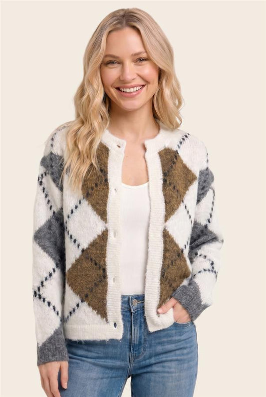 Argyle Chunky Cardigan