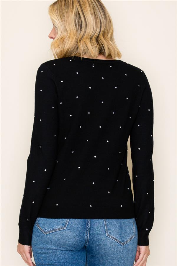 Rhinestone Embellished Sweater