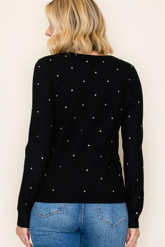 Rhinestone Embellished Sweater
