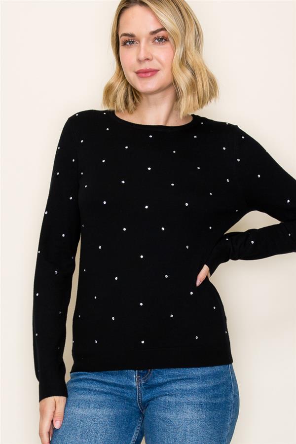 Rhinestone Embellished Sweater