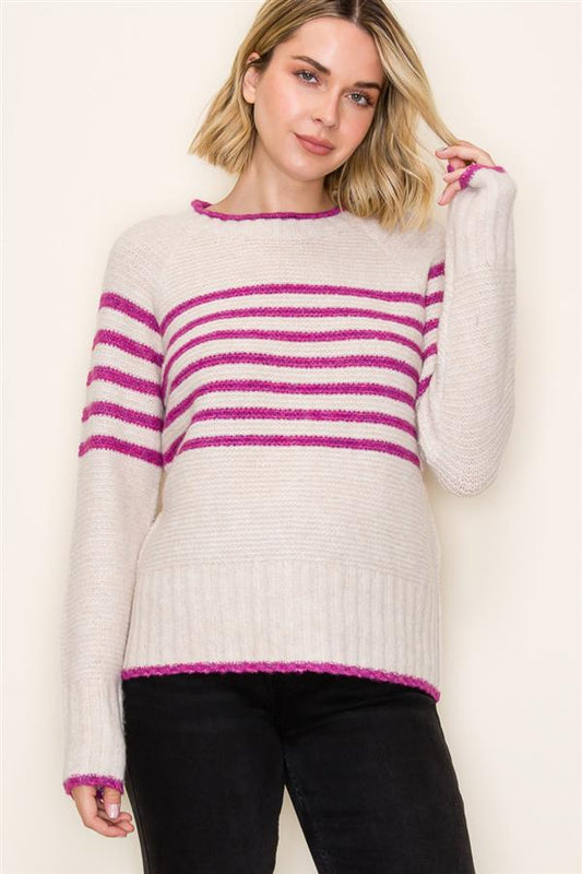 Pop Color Stripe Pullover