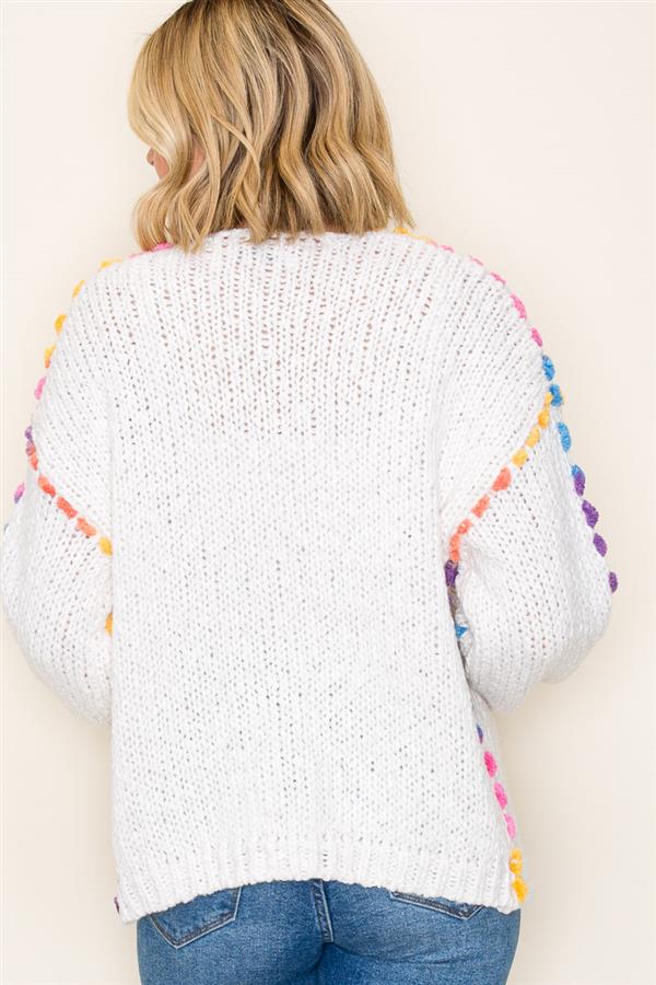 Rainbow Stitch Accent Cardigan