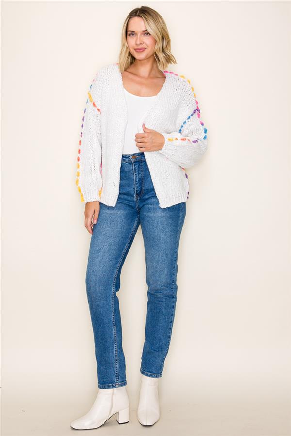 Rainbow Stitch Accent Cardigan