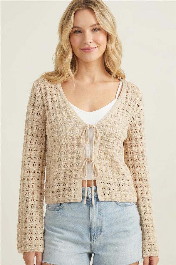 Double Bow Crochet Cardigan