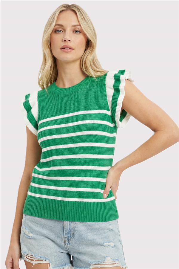 Ruffle Cap Sleeve Sweater Top