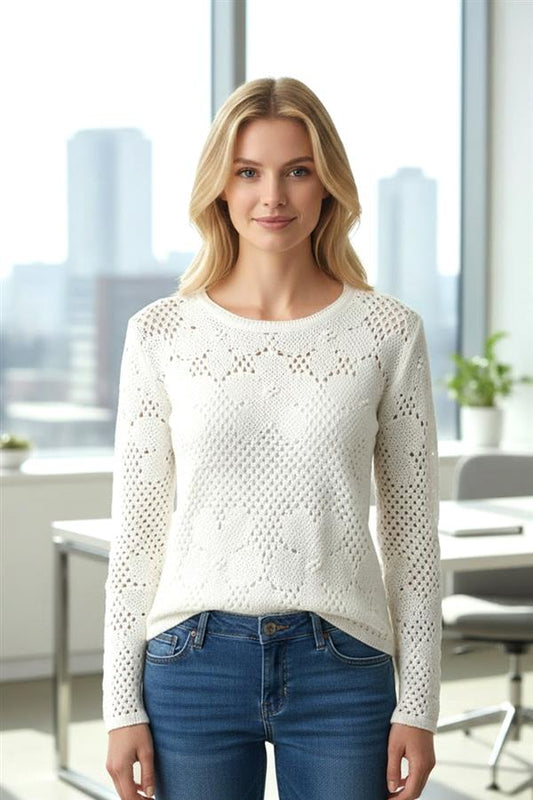 Flower Pattern Crochet Sweater
