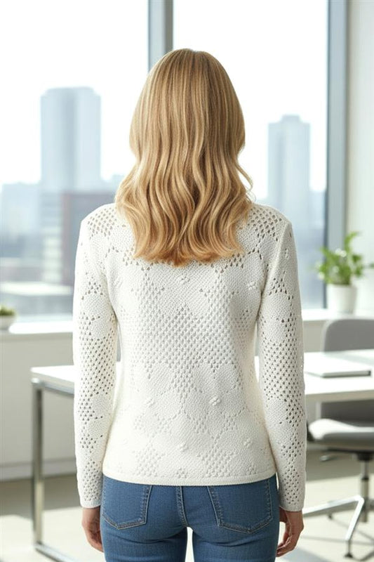 Flower Pattern Crochet Sweater