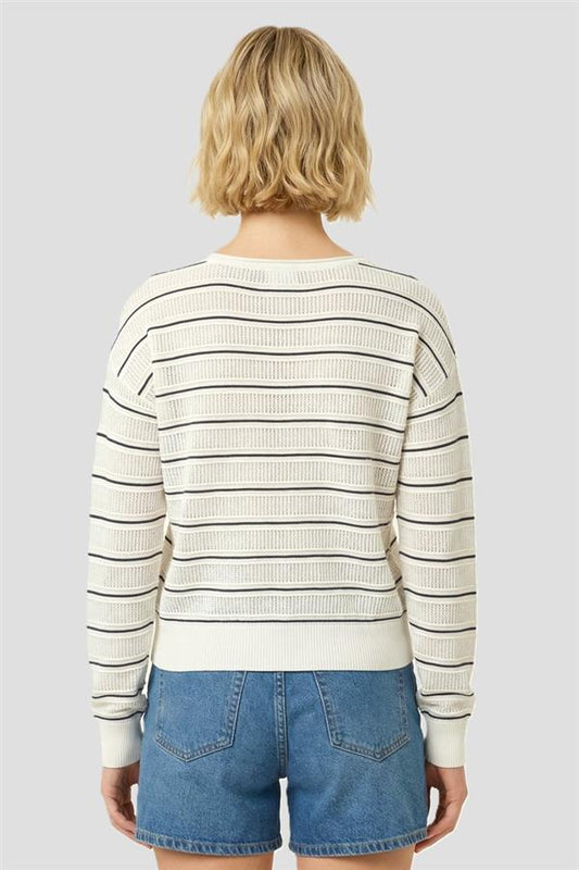 Pointelle Stripe Sweater