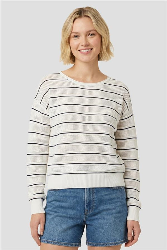 Pointelle Stripe Sweater