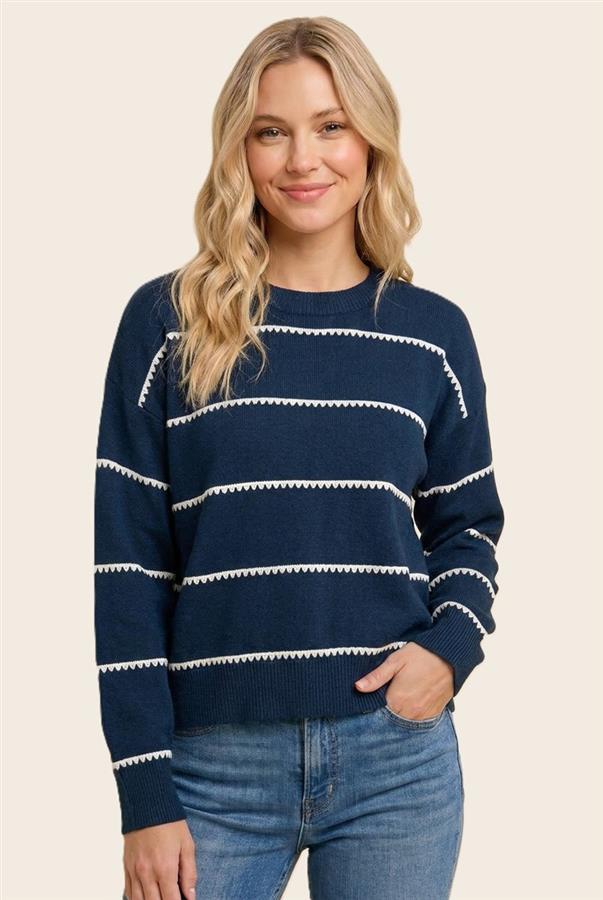 Stitched Striped Sweater