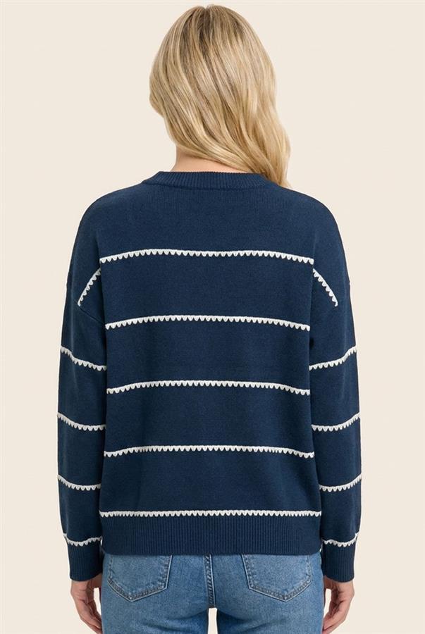 Stitched Striped Sweater