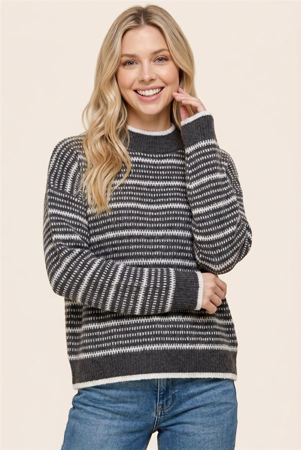 Textured Stripe Sweater Top