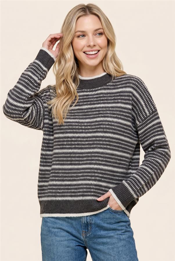 Textured Stripe Sweater Top