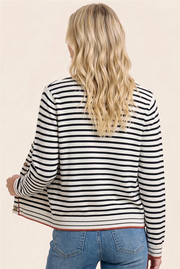 Contrast Accent Striped Cardigan