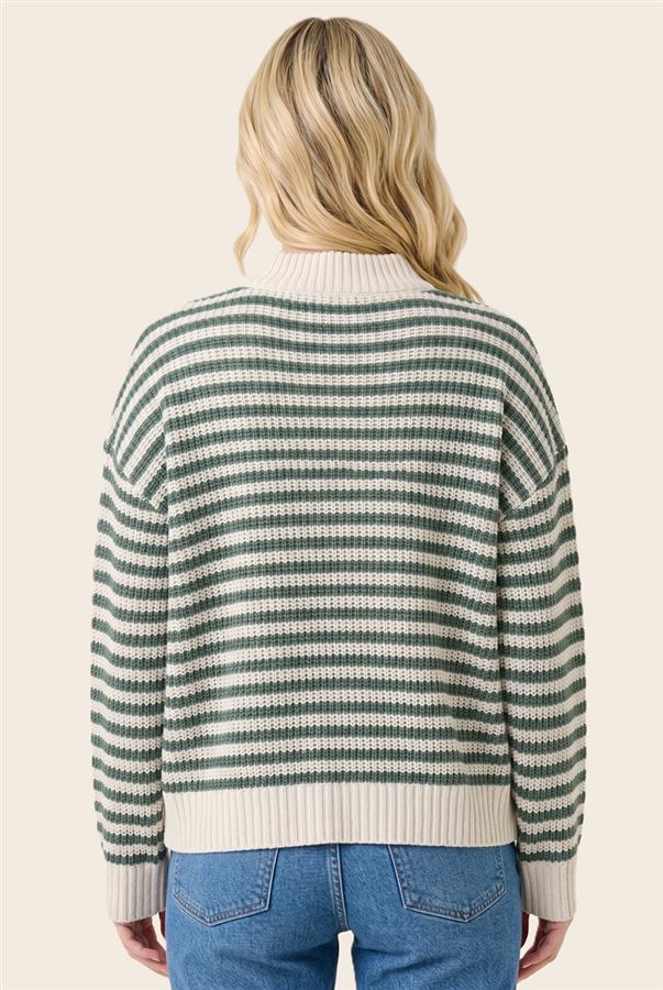 Half Zip Striped Sweater