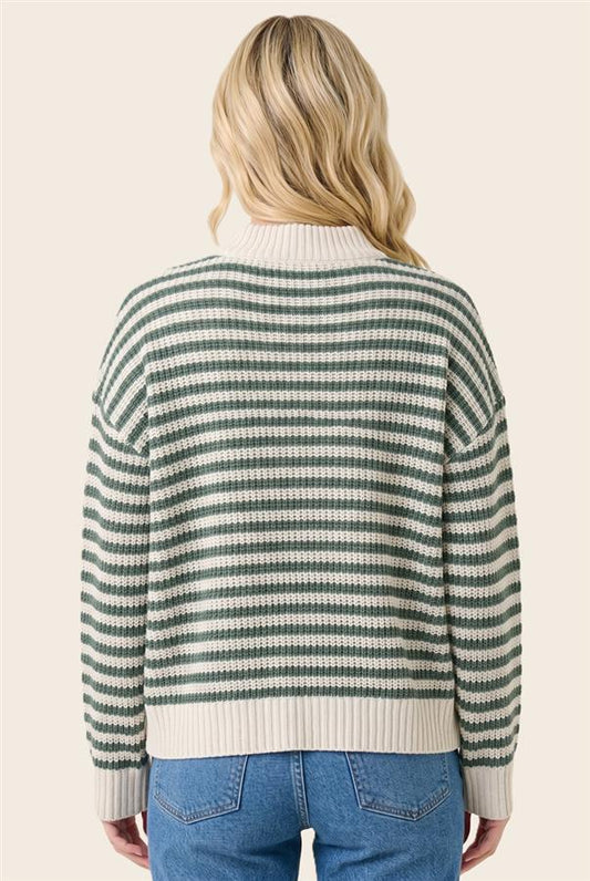 Half Zip Striped Sweater