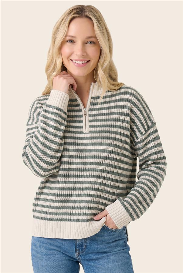Half Zip Striped Sweater