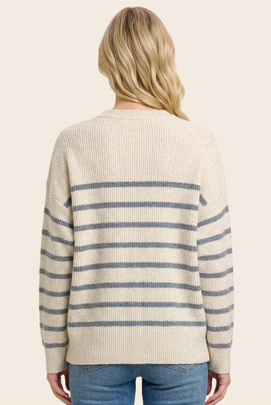Rib Knit Striped Sweater