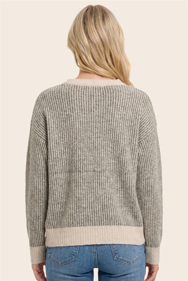 Two Tone Rib Knit Sweater