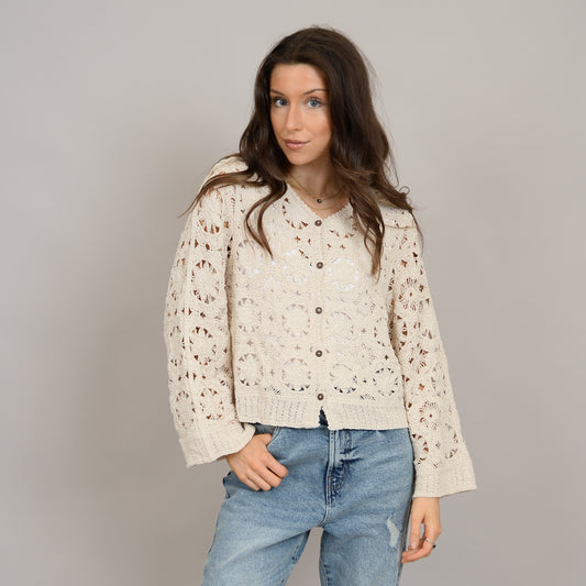 Jiny Button Cardigan - Parchment