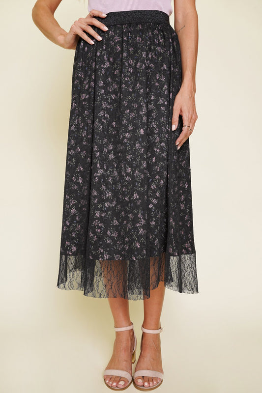 Satin Lining Lace Skirt
