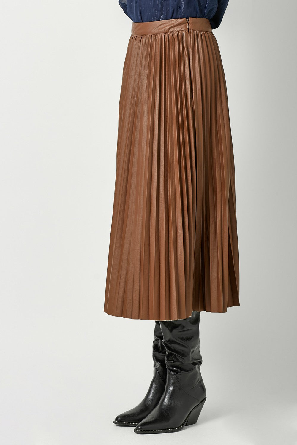 Leather Pleated Skirt