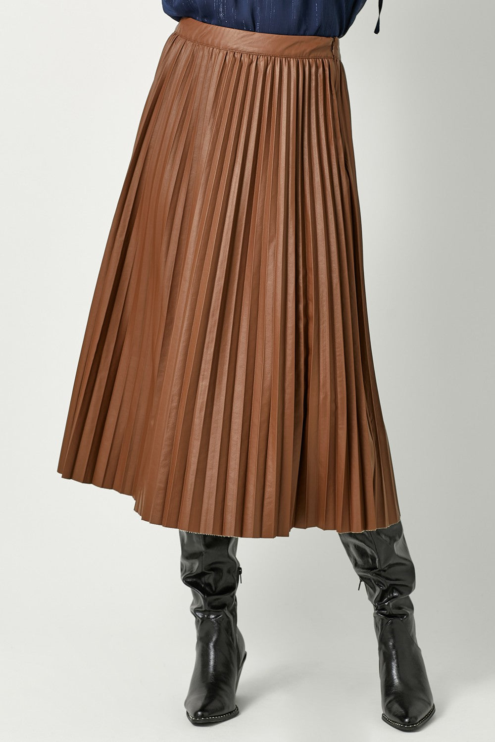 Leather Pleated Skirt