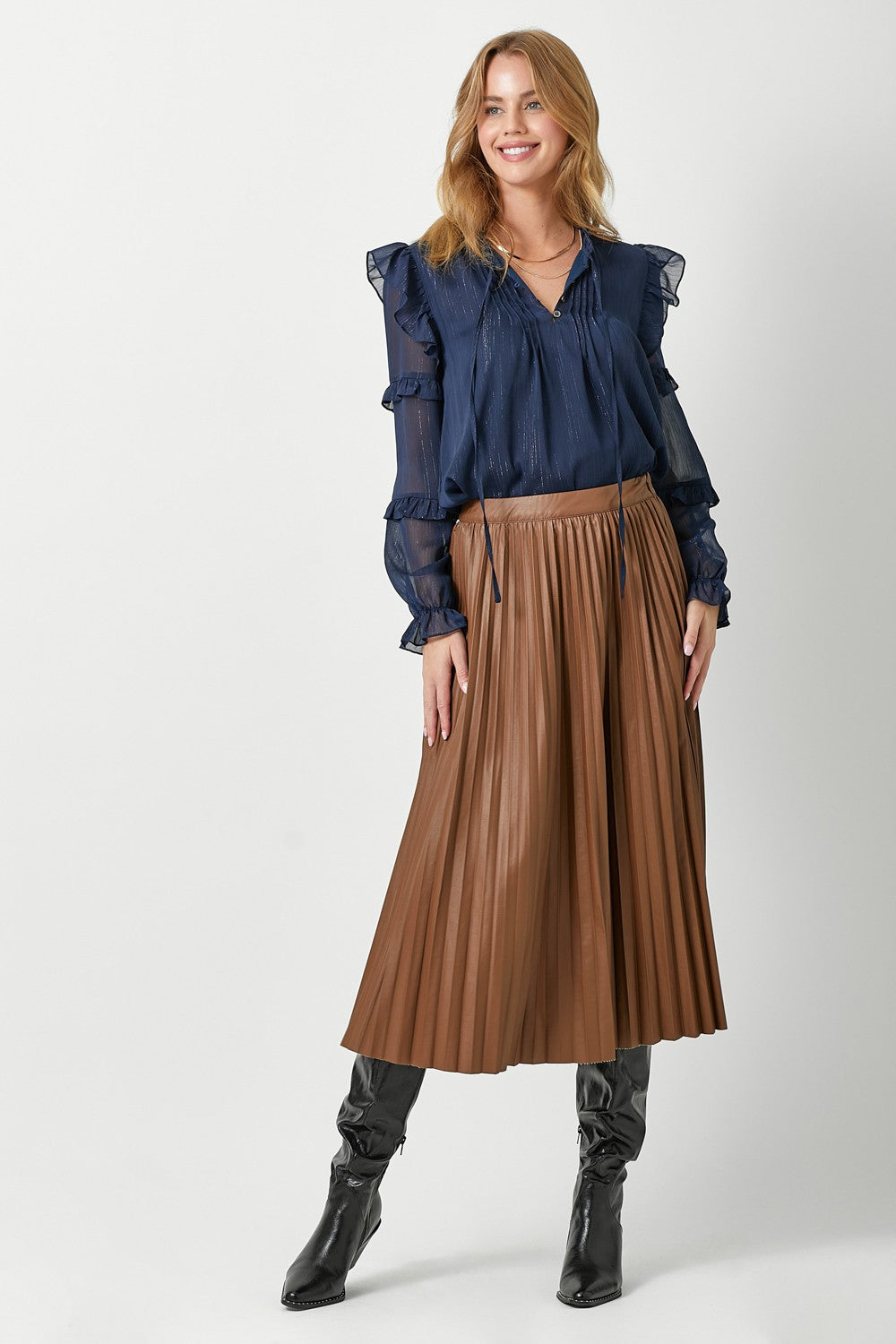 Leather Pleated Skirt