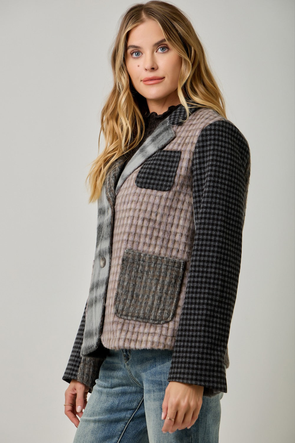 Plaid Mix Blazer