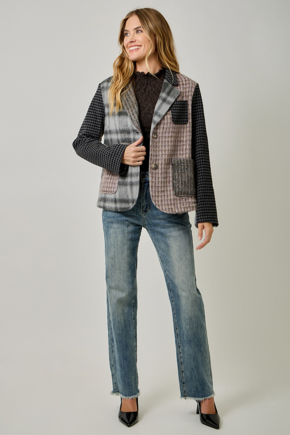 Plaid Mix Blazer