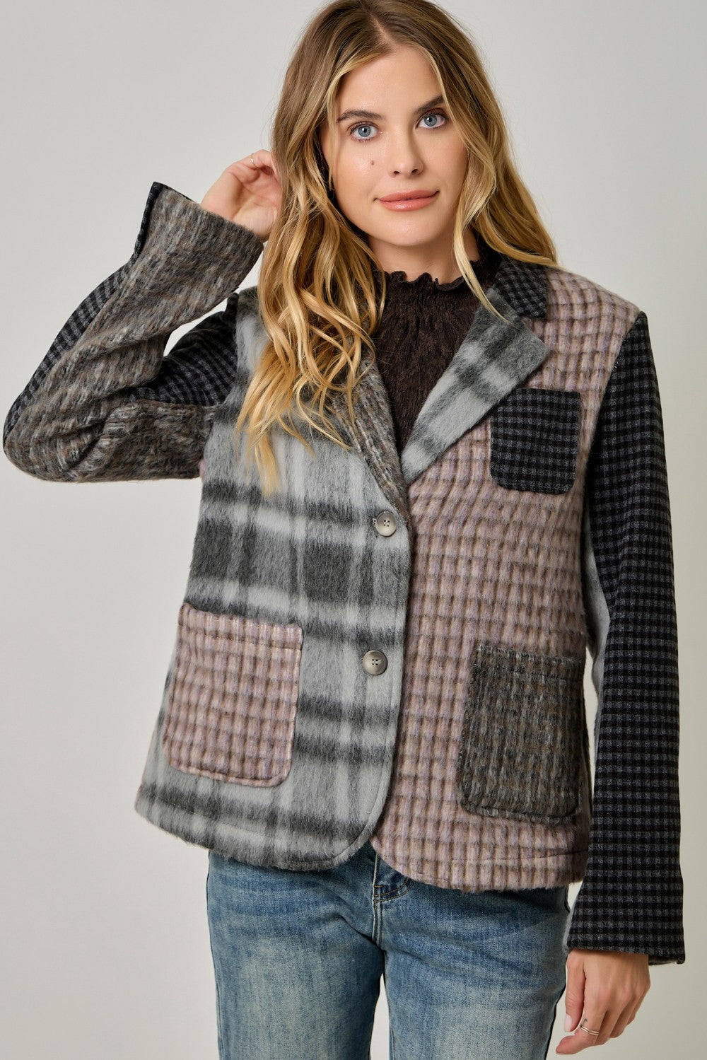 Plaid Mix Blazer