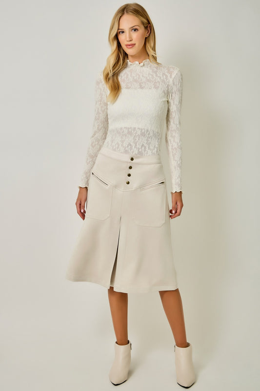 Suede A-Line Skirt