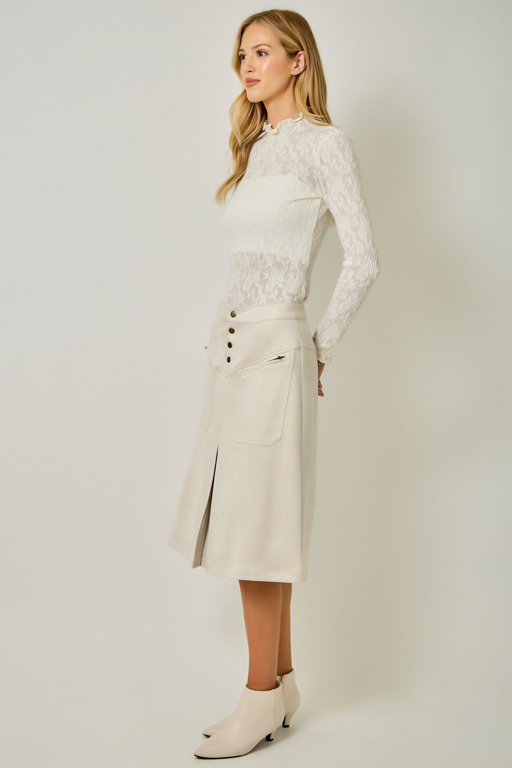 Suede A-Line Skirt