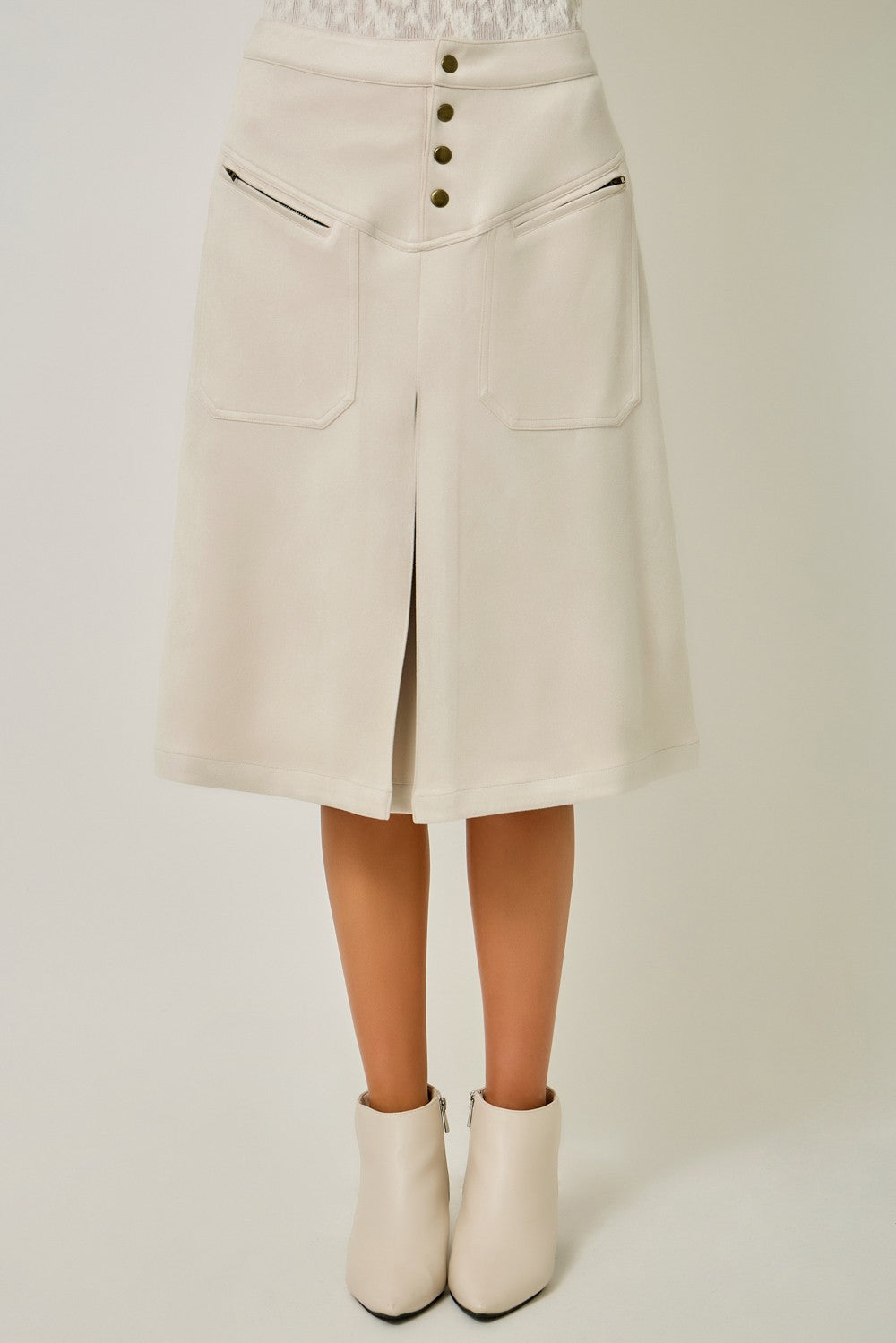 Suede A-Line Skirt