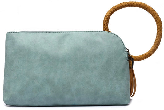 Wristlet Tassle Clutch - Turquoise