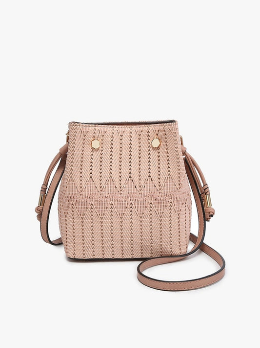 Herringbone Mini Bucket Bag - Mauve
