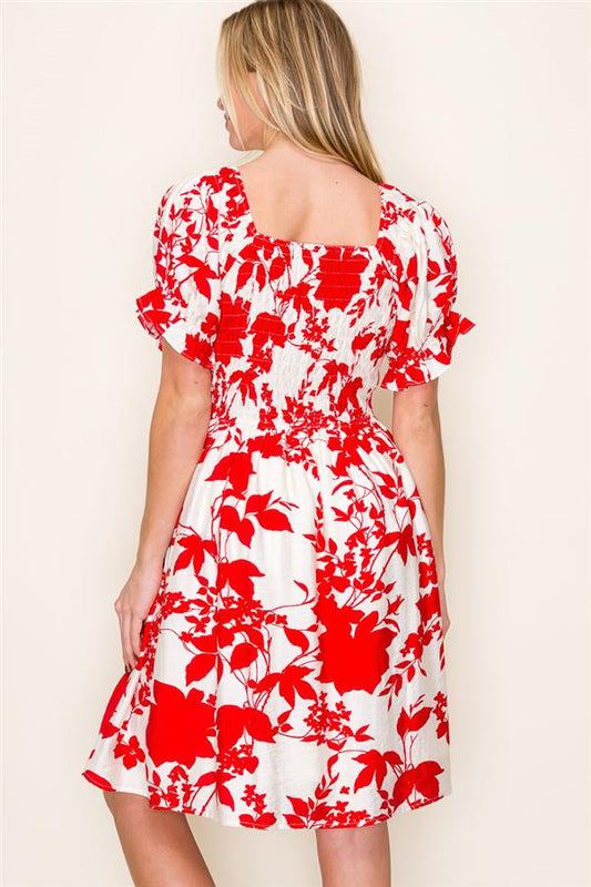 V-Neck Puff Sleeve Dress