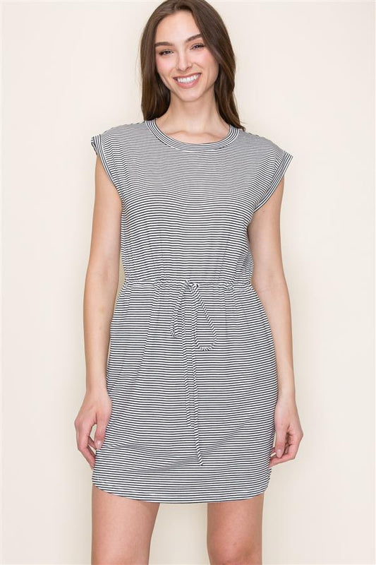 Cap Sleeve Striped Dress