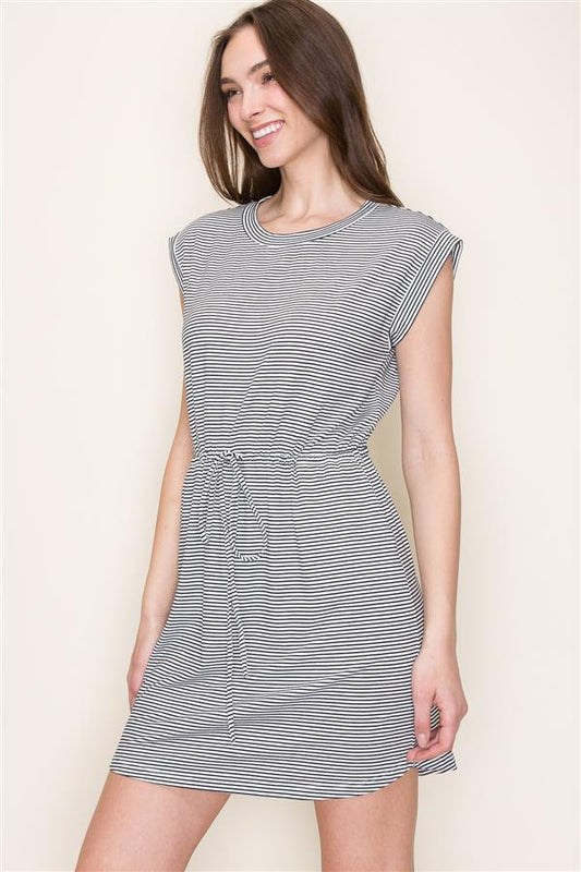 Cap Sleeve Striped Dress