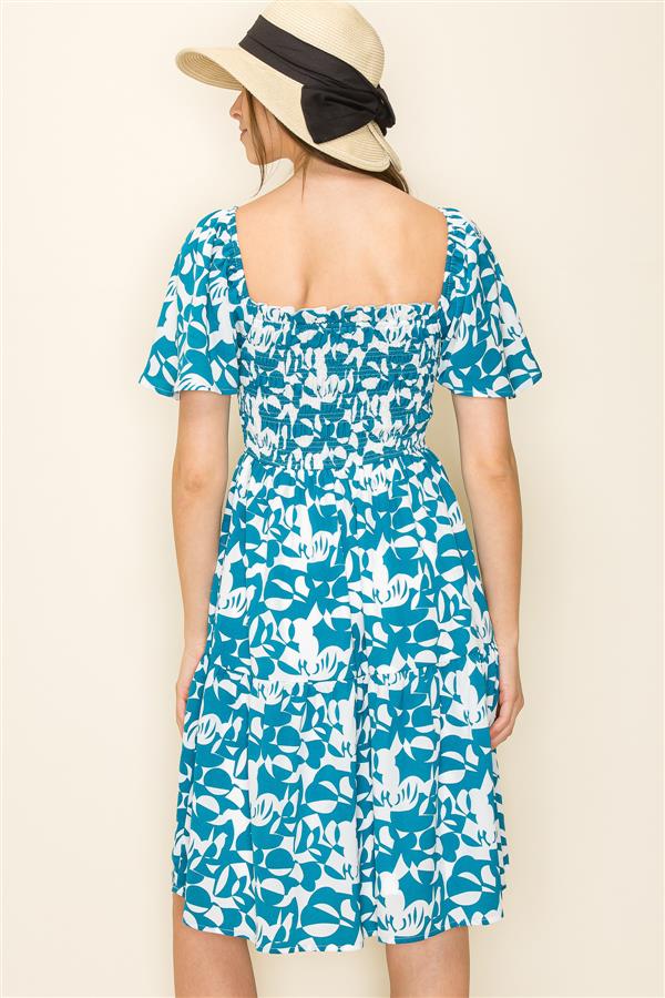 Smocked Top Deo Print Dress