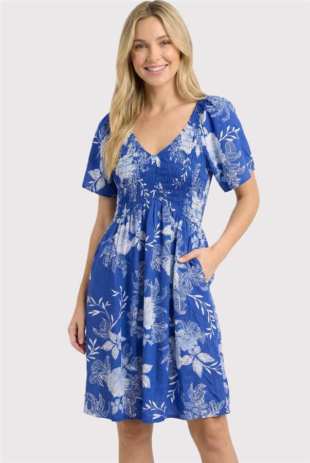 Short Sleeve Smocked Dress