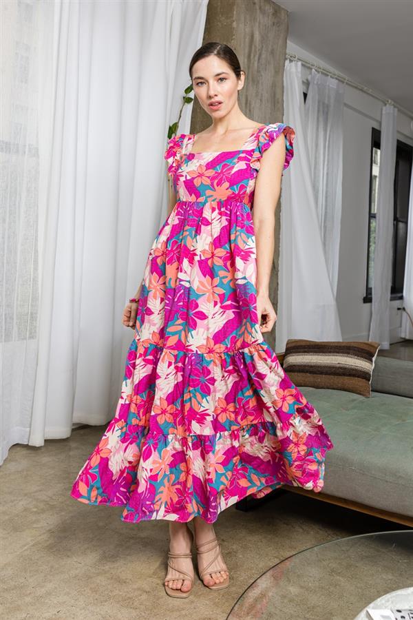 Tiered Ruffle Detail Maxi Dress