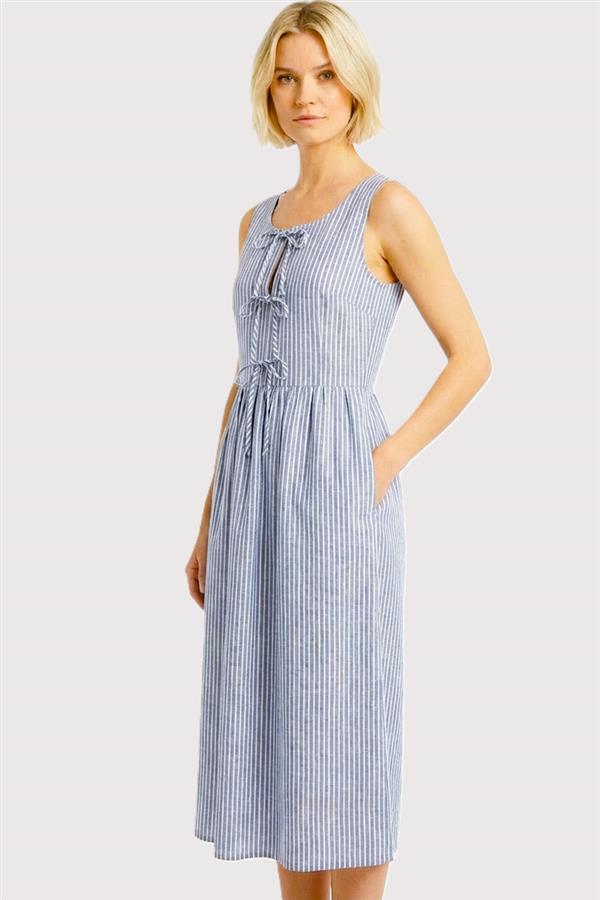 Front Bow Striped Dress