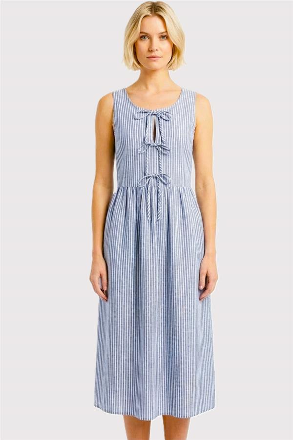 Front Bow Striped Dress