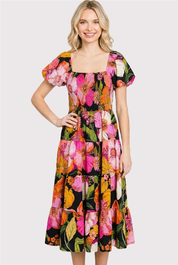 Puff Sleeve Tiered Dress
